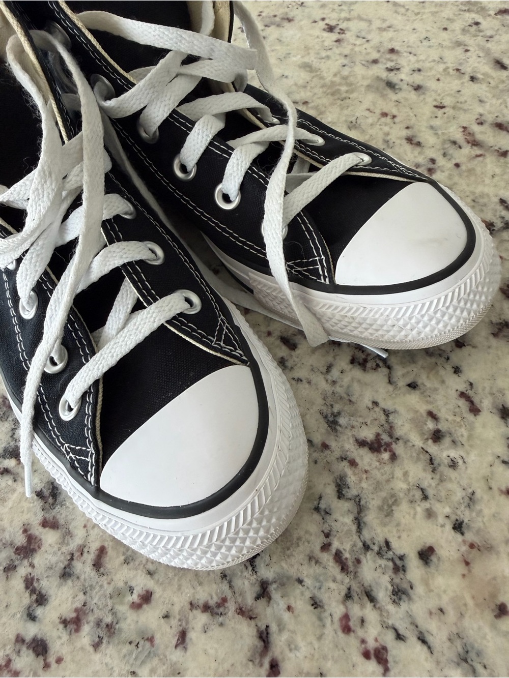 Converse Women’s High Top Canvas Sneakers in Black and White - Picture 8 of 12